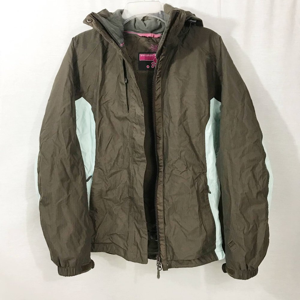 SALOMON Brown and Light Blue Ski Jacket Size M EUC